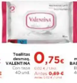 Aquabel Perfumerías VALENTINA Toallitas desmaq Con tapa oferta