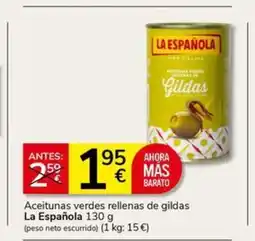 Supermercados Charter LA ESPAÑOLA Aceitunas verdes rellenas de gildas oferta