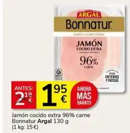 Supermercados Charter ARGAL Jamón cocido extra 96% carne Bonnatur oferta