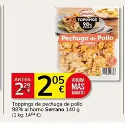 Supermercados Charter SERRANO Toppings de pechuga de pollo 98% al horno oferta