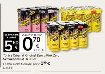 Supermercados Charter SCHWEPPES Tónica Original, Original Zero o Pink Zero oferta