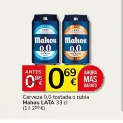 Supermercados Charter MAHOU Cerveza 0,0 tostada o rubia oferta