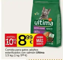 Supermercados Charter ULTIMA Comida para gatos adultos esterilizados con salmón oferta