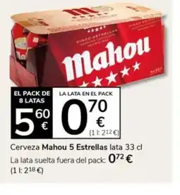 Supermercados Charter MAHOU 5 ESTRELLAS Cerveza oferta