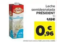 Carrefour Président - leche semidesnatada oferta