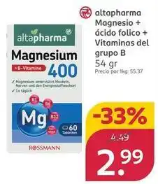 Rossmann Altapharma - magnesio + ácido folico + vitaminas del grupo b oferta
