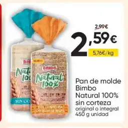 FROIZ BIMBO Pan de molde Natural 100% sin corteza oferta