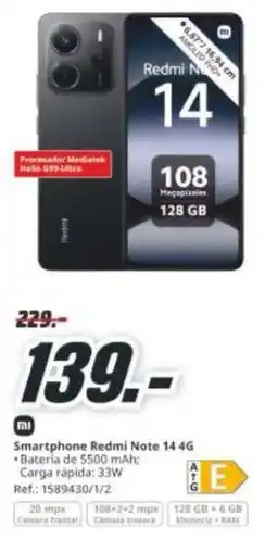 MediaMarkt Xiaomi - smartphone redmi note 14 4g oferta