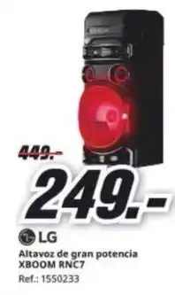 MediaMarkt Lg - altavoz de gran potencia xboom rnc7 oferta