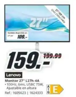MediaMarkt Lenovo - monitor 27 l27h-4a oferta