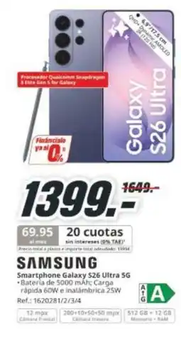 MediaMarkt Samsung - smartphone galaxy s26 ultra 5g oferta