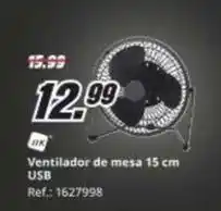 MediaMarkt Ventilador de mesa 15 cm usb oferta