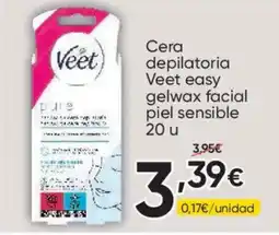 FROIZ VEET Cera depilatoria easy gelwax facial piel sensible 20 u oferta