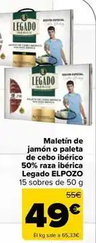Carrefour Market Legado elpozo - maletín de jamón o paleta de cebo ibérico 50% raza ibérica oferta