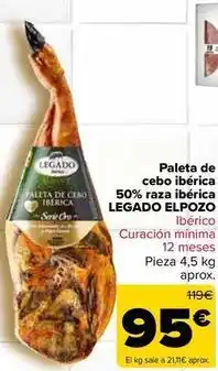 Carrefour Market Legado elpozo - paleta de cebo ibérica 50% raza ibérica oferta