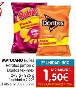 Dicost Matutano - rufles patatas jamón o doritos tex-mex oferta