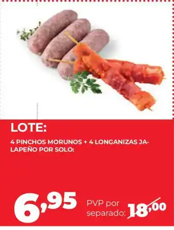 4 pinchos morunos + 4 longanizas ja- lapeño por solo