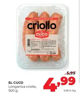 Alimerka EL CUCO Longaniza criollo oferta