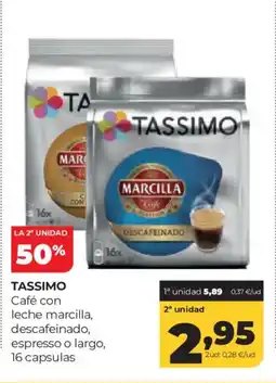 Alimerka TASSIMO Café con leche marcilla, descafeinado, espresso o largo, 16 capsulas oferta