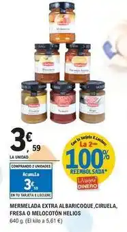 E.Leclerc El corte inglés - mermelada extra albaricoque, ciruela, fresa o mecoton helios oferta