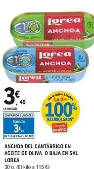 E.Leclerc Loira - anchoa del cantabrico en aceite de oliva o baja en sal oferta