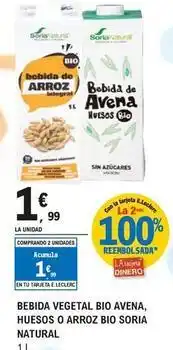 E.Leclerc Soria natural - bebida vegetal bio avena, huesos o arroz bio oferta