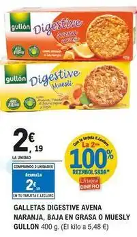 E.Leclerc Gullón - galletas digestive naranja, baja en grasa o muesly oferta