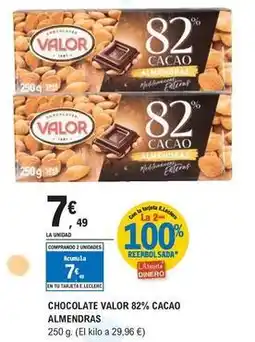 E.Leclerc Valor - chocolate 82% cacao almendras oferta