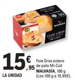 E.Leclerc Malvasia - foie gras entero de pato mi-cuit oferta