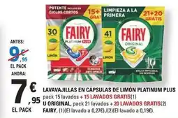 E.Leclerc Fairy - lavavajillas en capsulas de limon platinum plus oferta