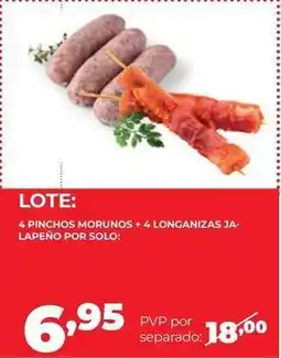 Alimerka Solo - 4 pinchos morunos + 4 longanizas ja- lapéno por oferta