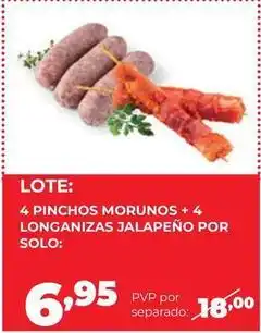 Alimerka Solo - 4 pinchos morunos + 4 longanizas jalapeño por oferta