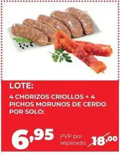 Alimerka Solo - 4 chorizos criollos + 4 pichos morunos de cerdo oferta