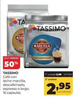 Alimerka Tassimo - café con leche marcilla oferta