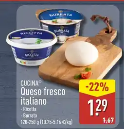 ALDI CUCINA Queso fresco italiano oferta