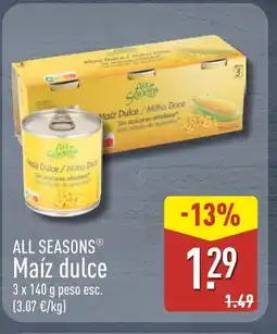 ALDI ALL SEASONS Maíz dulce oferta