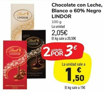 Carrefour Market Chocolate con leche, blanco o 60% negro lindor oferta