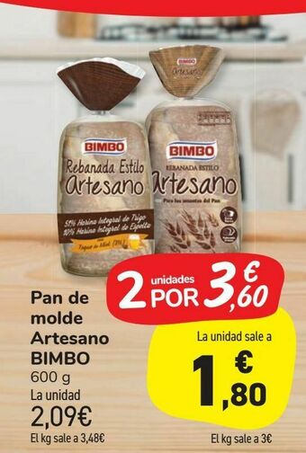 Carrefour Market Pan de molde artesano bimbo oferta