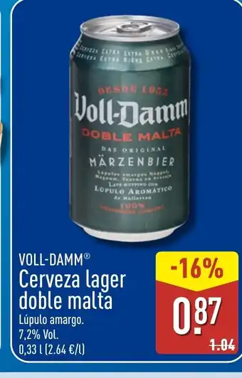 ALDI VOLL-DAMM Cerveza lager doble malta oferta