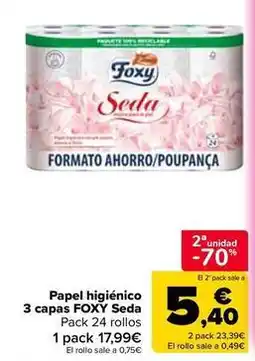 Carrefour Papel higiénico 3 capas foxy seda oferta