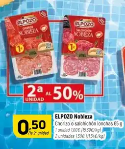 Coviran ELPOZO Nobleza Chorizo o salchichón lonchas oferta