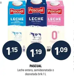 Coviran PASCUAL Leche entera, semidesnatada o desnatada brik oferta