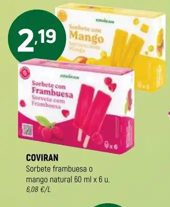 Coviran COVIRAN Sorbete frambuesa o mango natural oferta