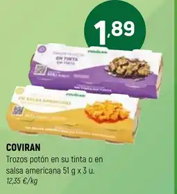 Coviran COVIRAN Trozos potón en su tinta o en salsa americana oferta