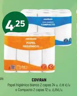 Coviran COVIRAN Papel higiénico blanco 2 capas o Compacto 2 capas oferta