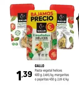 Coviran GALLO Pasta vegetal helices margaritas o pajaritas oferta