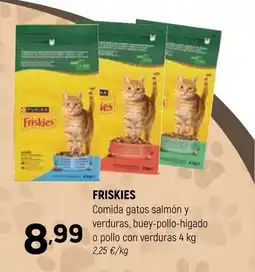 Coviran FRISKIES Comida gatos salmón y verduras, buey-pollo-hígado o pollo con verduras oferta
