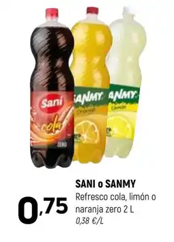 Coviran SANI O SANMY Refresco cola, limón o naranja zero oferta