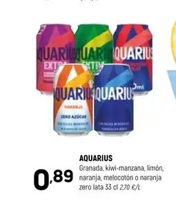 Coviran AQUARIUS Granada, kiwi-manzana, limón, naranja, melocotón o naranja zero lata oferta