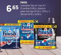 Coviran FINISH Lavavajillas Todo en 1 max 25+ 25 pastillas 0,13€/u., Quantum power ball caps 20+20 u. oferta